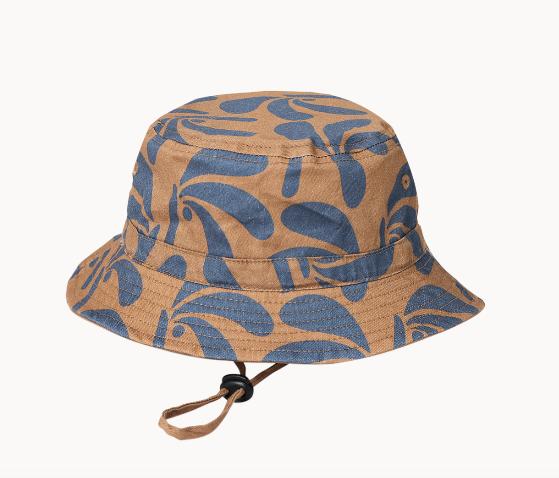Reversible Bucket Hat Indigo Palms