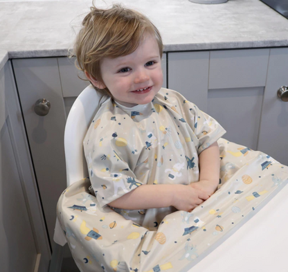 HIGHCHAIR COVERALL BIB WITH SHORT SLEEVES