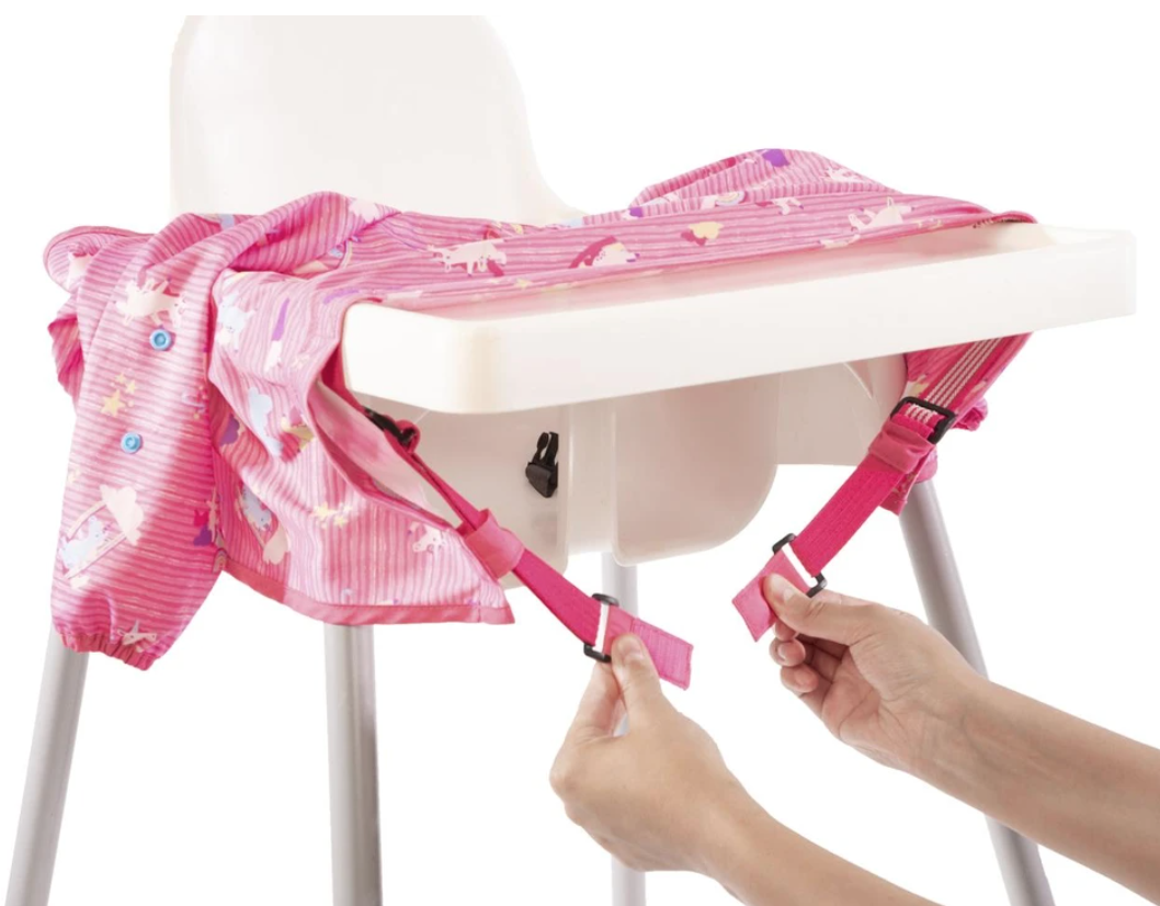 Bibado: Highchair Coverall Bib with Long Sleeves - Pink Unicorn