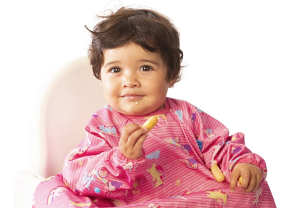 Bibado: Highchair Coverall Bib with Long Sleeves - Pink Unicorn